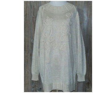 Qui Designer Moments Light Beige Womens Sweater Size Medium M Grunge Gypsy Boho